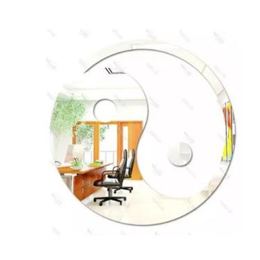 Imagem de Espelho Yin Yang Acrílico Espelhado Prata Sala Home 12cm - AGV Criaçõe