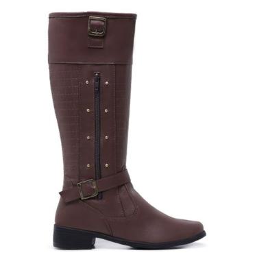 Imagem de Bota Feminina Cano Longo Leve Conforto Moderna Gmm Shoes 11079, Marrom