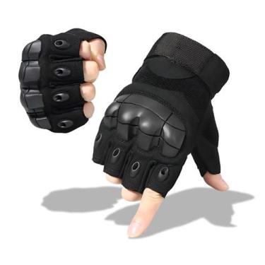 Imagem de Luva Meio Dedo Motoqueiro Tática Militar Ciclismo - Rpires, Preto