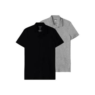 Imagem de Kit com 2 Camisetas Polo Masculina Malwee 1000004430, Preto, M