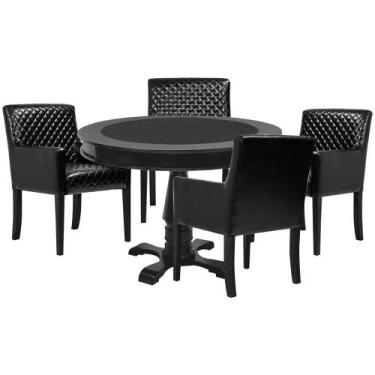 Imagem de Mesa de Jogos Carteado Redonda Victoria Tampo Reversível Preto com 4 C