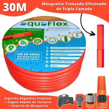 Imagem de Mangueira de Jardim AquaFlex AntiTorção 30 Metro + Suporte
