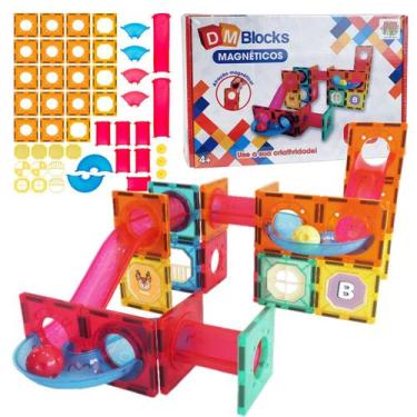 Imagem de Blocos De Montar Magnéticos Brinquedo Imãs Construção 47 Pçs - DM Toys