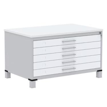 Imagem de Mapoteca 5 Gavetas Pandin 120cm (Larg) Inmetro Tampo MDP Branco Estrut