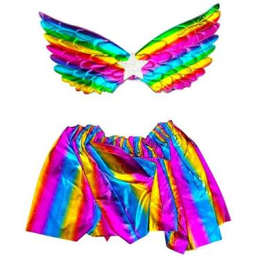 Imagem de Fantasia Infantil Carnaval Menina Com Saia e Asas Fantasia Fofa para H