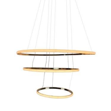 Imagem de Lustre Luminaria 3 em 1 Aneis Arco Pendente Led Perfil Infinito Ajusta