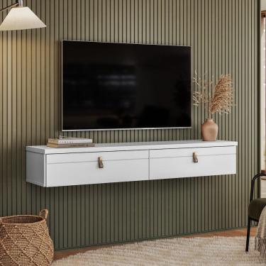 Imagem de Rack Suspenso Line P/ Tvs até 50 Polegadas 135cm 2 Portas Branco - Olivar Móveis