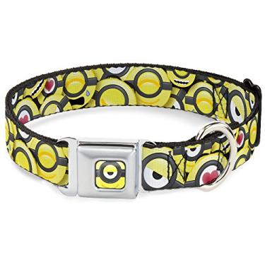 Imagem de Coleira para cachorro com fivela de cinto de segurança Minion Emojis empilhados 38 a 66 cm 2,5 cm de largura