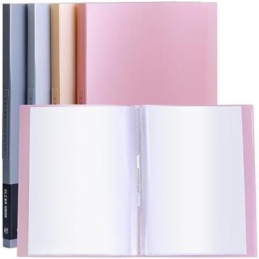 Imagem de Fichário com mangas de plástico, livro de apresentação de 20 bolsos com protetores de folha, visor 40 páginas de papel de 22 x 30 cm, pasta portfólio para arte (cinza claro)