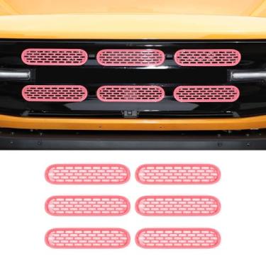 Imagem de SQQP Kit de Acabamentos de Moldura de Malha de Grade Frontal com 6 Peças para Ford Bronco 2021-2024 2/4 Acessórios Externos de Porta (Rosa)