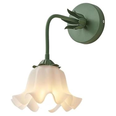 Imagem de Luminária de parede de vidro com flores criativas francesas de 7 pol. Macarons, arandelas de cabeceira para quarto, luminária de parede com base E26/E27 para sala, bar, cozinha, corredor, es