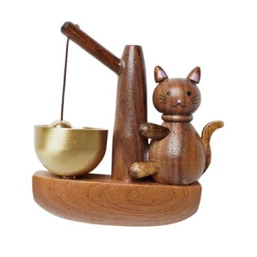 Imagem de WeiLaiKeQi Sino brincalhão para porta de gato, lojistas, para abertura de porta, decoração, entrada, campainha de madeira para sala, café, quintal, Marrom