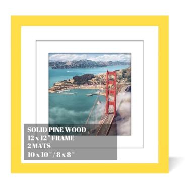 Imagem de Molduras de madeira de 30,5 x 30,5 cm para pendurar na parede ou mesa, moldura de pintura de diamante, molduras digitalizadas para bebês com 2 tapetes 20 x 20 cm ou 25 x 25 cm para decoração de parede