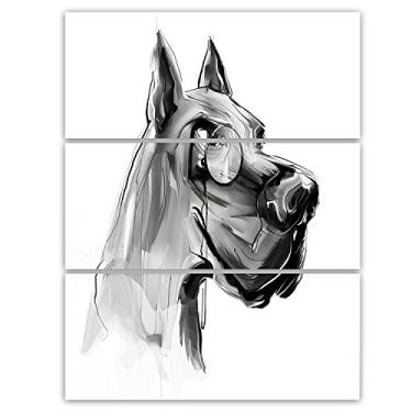 Imagem de Designart Arte digital de metal buldogue inglês com monóculo - MT8247-28x36 3 painéis, 28x36