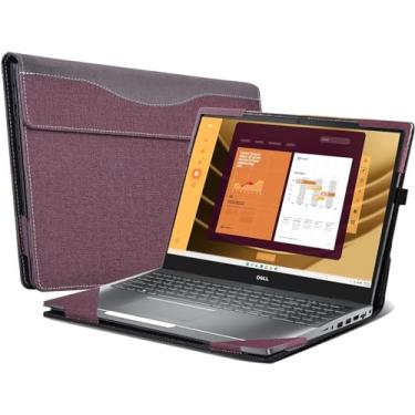 Imagem de Capa de laptop para notebook Dell Latitude 5550 2 em 1, bolsa para laptop Latitude 5540, capa de bolso interno de couro PU de 15,6 polegadas (vinho vermelho)