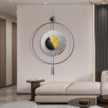 Imagem de Relógio de parede grande para decoração de sala de estar, relógios de parede modernos decorativos operados por bateria, relógio grande silencioso sem tique-taque com pêndulo para quarto, cozinha,