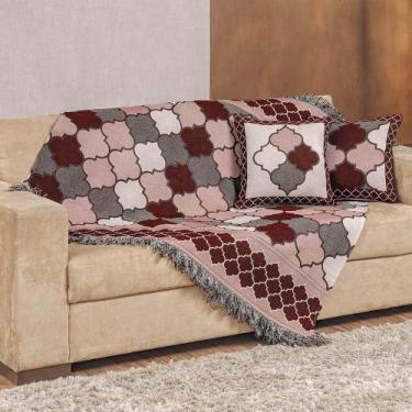 Imagem de Kit Xale Decorativo Turin Jacquard Estampado 3 Peças - Marrocos Compos
