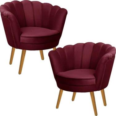 Imagem de Kit Duas Poltronas Pétala em Sued Premium Marsala - Sua Casa Decoraçõe