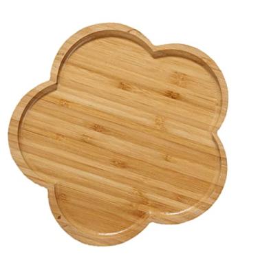 Imagem de Bandeja de Bambu Pequena Bandeja Com Cantos Arredondados para Cozinha, Quarto ou Sala, Prato de Servir Frutas, café, chá, Sobremesas e Jantar (20 * 20 * 1,4cm)