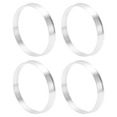 Imagem de INFINAUTO Anéis centralizados no cubo da roda do carro OD 66,1 mm para ID 63,6 mm eixo central de rodas amortecedores Hubrings liga de alumínio tom prata durável