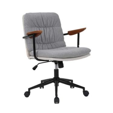 Imagem de Cadeira de Escritório Secretária Giratória Bennett Cinza e Bege - Mobl