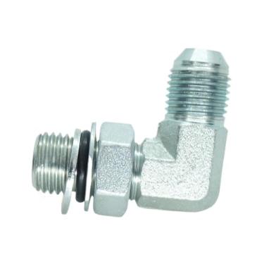 Imagem de CDQBWKJGFJ 1 peça de encaixe hidráulico 3/8 macho JIC (9/40.6 cm-18) X M14 x 1,5 macho métrico 90 graus adaptador de cotovelo