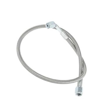 Imagem de Motoforti 4AN Turbo Oil Feed Line 61.0 cm Comprimento Aço Inoxidável Trançado AN4 90 Graus Mangueira Reta Pressão Extremidade Remoto Turbocompressor Dreno Óleo Linha de Retorno Longa Duração