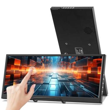 Imagem de Prechen 12.3 Inch Touchscreen Secondary Monitor, IPS Stretched Bar LCD Travel Touch Display 1920 * 720 HDMI USBC, Portable Touch Screen for Laptop Computer Windows Aida64 GPU CPU RAM Monit