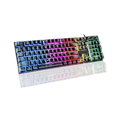 Imagem de Teclado para jogos Crack Rainbow com fio, teclado de computador com sensação mecânica de 104 teclas para Windows, laptop, PC Gamers, dispositivo de escritório, viagens, fácil de transportar em viagem