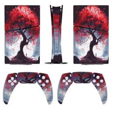 Imagem de Buyidec Adesivo para PS5 Slim Edição Digital Estilo Antigo Cerejeira Consola Acessórios Capa Anime Vinil Capa Adesivo Conjunto Completo para Playstation5 Slim Digital Edition