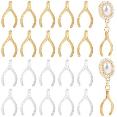 Imagem de RP Remarkable Power, Pacote com 20 pingentes de ossos da sorte em ouro prateado para fabricação de joias de pulseira, 20 Pack, Latão, Sem Pedra Preciosa