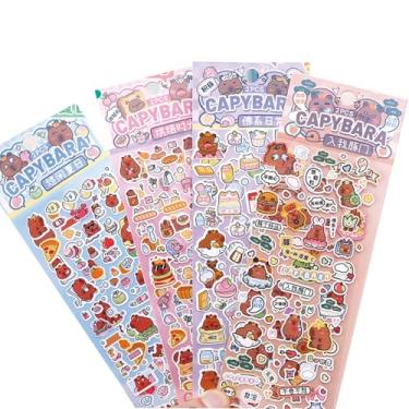 Imagem de 8 folhas de adesivos fofos de capivara para crianças, meninas, kawaii, capivara, à prova d'água, adesivos de recompensa de desenhos animados, faça você mesmo, adesivo decorativo para capa de telefone,