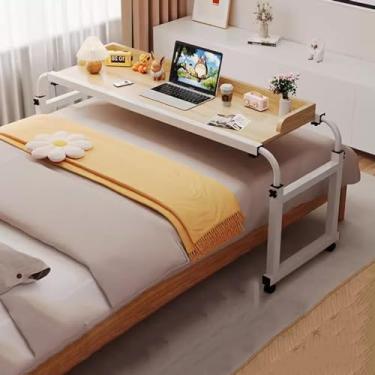 Imagem de Mesa de cama para laptop sobre a cama, mesa móvel sobre a cama, mesa de computador com rodas, altura ajustável, bandeja de alimentos, mesa com rodinhas médicas, tamanho king