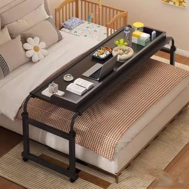 Imagem de Mesa de cama, mesa sobre a cama com rodas, mesa ajustável sobre a cama, mesa de escritório ajustável de altura e largura, carrinho de laptop para estação de trabalho, para laptop, comida, casa