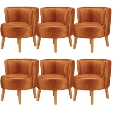 Imagem de Conjunto 6 Poltronas Decorativa para Consultório Clínica Tecido Veludo Ergonômica MOBLAN decor (Terracota)