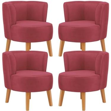 Imagem de Jogo 4 Poltrona Aconchegante para Recepção Moderna Tecido Veludo MOBLAN decor (Vermelho)