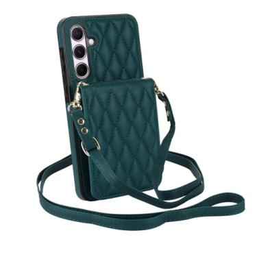 Imagem de HJZSZX Para Samsung S23 FE Crossbody Lanyard Couro Carteira Cartão Capa de Telefone Flip Stand Cover (Para Samsung S23 FE/verde)