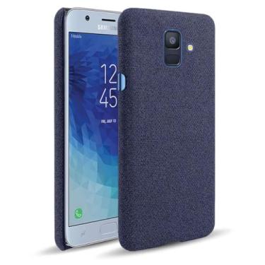 Imagem de Capa para Samsung Galaxy A6 Plus 2018,Capa desenhada em lona,Case Protetora Ultrafina com Empunhadura Macia,Design em Tecido Antichoque e Antiarranhões-Blue