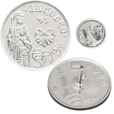 Imagem de Crachá de broche de moeda genuíno | Joias colecionáveis vintage | Banhado a níquel | Muitos países | Acessório de terno clássico para vestido formal, Spain Jacobeo, Latão, Sem Pedra Preciosa