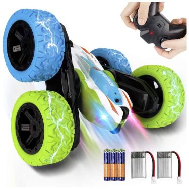 Imagem de Carrinho de Controle Remoto 2.4Ghz 4WD Dupla Face 360 com 2 Baterias Recarregáveis, REAPP, Branco