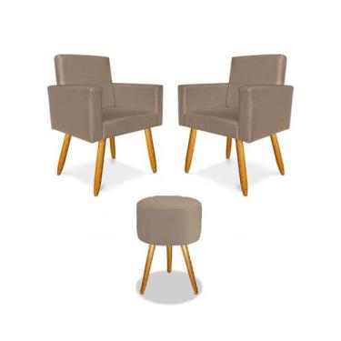 Imagem de Kit 2 Poltrona Nina  1 Puff Consultório Escritório Recepção quaro cama