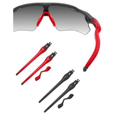 Imagem de HILEEN Óculos de sol de substituição preto fosco para óculos de sol Oakley Radar EV Path Pitch Advancer - preto + vermelho