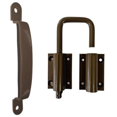 Imagem de Jogo De Puxador E Trinco Para Porta Camarão 2pçs  Bronze - ECL