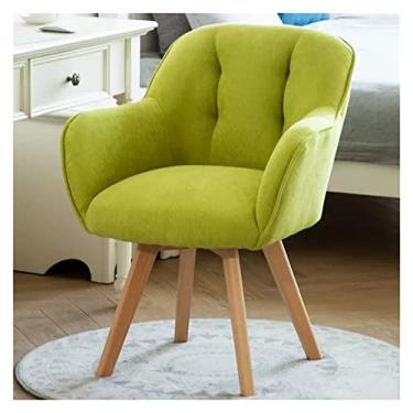 Imagem de Cadeira de mesa poltrona moderna de veludo cadeira de escritório com rotação de 360° cadeira giratória estofada com pernas de madeira cadeira de vaidade para sala de estar quarto estudo (cor: Rosa