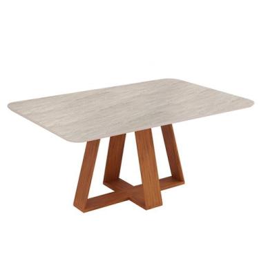 Imagem de Mesa de Jantar 6 Lugares Tampo Chanfrado Curvo 170cm Sem Vidro Kiara F