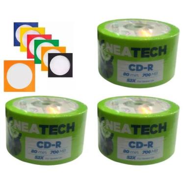 Imagem de 10 unidades de Mídia Virgem CD-R 52x 700mb 80min c/ envelopes - Neatec