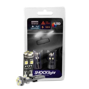 Imagem de Par Lâmpada Led Esmagada T10 8 Smd-3528 6000k 12v Shocklight