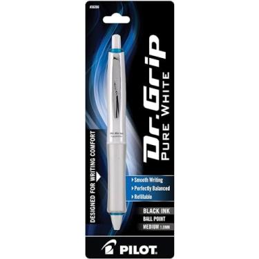 Imagem de Pilot® Caneta esferográfica retrátil Dr. Grip™, ponta média, 1,0 mm, barril branco, tinta preta