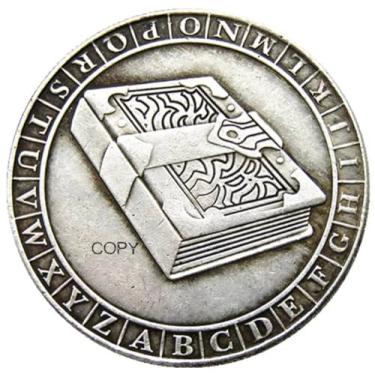 Imagem de Copy U.S Hobo Morgan Coin Necronomicon Book of The Dead Lock Journal Silver Plated Replica Commemorative