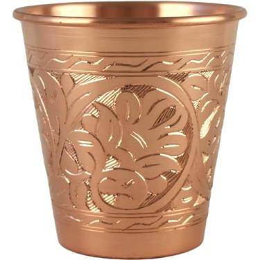 Imagem de DEDE Copper - Série CC (510 g) - Copos para beber super pesados ou servir bebidas frias e canecas de coquetel, copos feitos à mão, sem forro, sem revestimento, 100% cobre puro (tulipa gravada)
